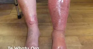 Cellulitis — erythema, swelling, and warmth of the lower leg